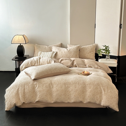 典曼家纺 2024秋冬新款A类三层纱加厚磨毛大提花四件套 洛丽塔-米