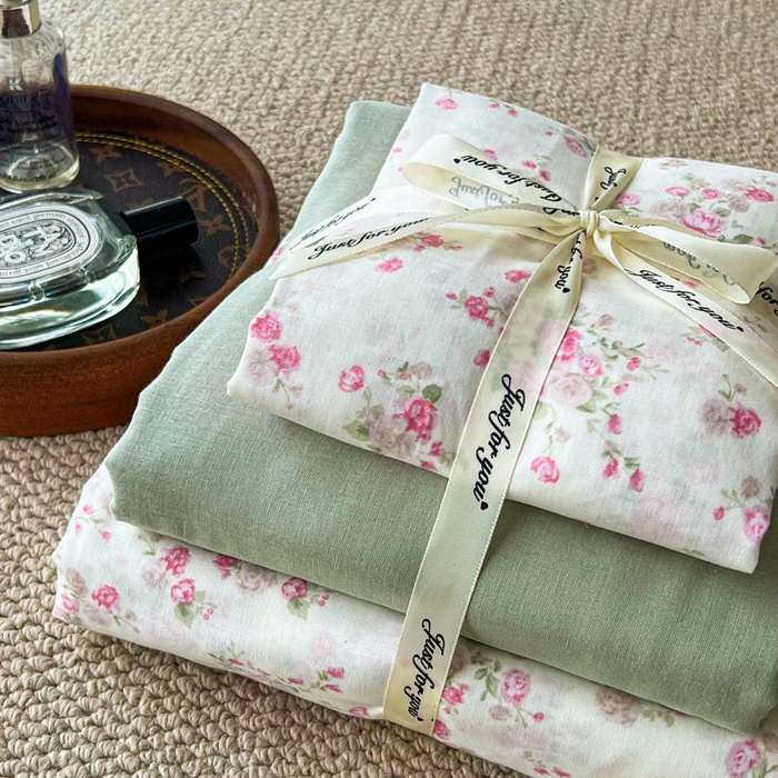 91家纺网 家纺一手货源 找家纺 仟网汇 2024新款全棉双层纱四件套-叠拍图 秀妍