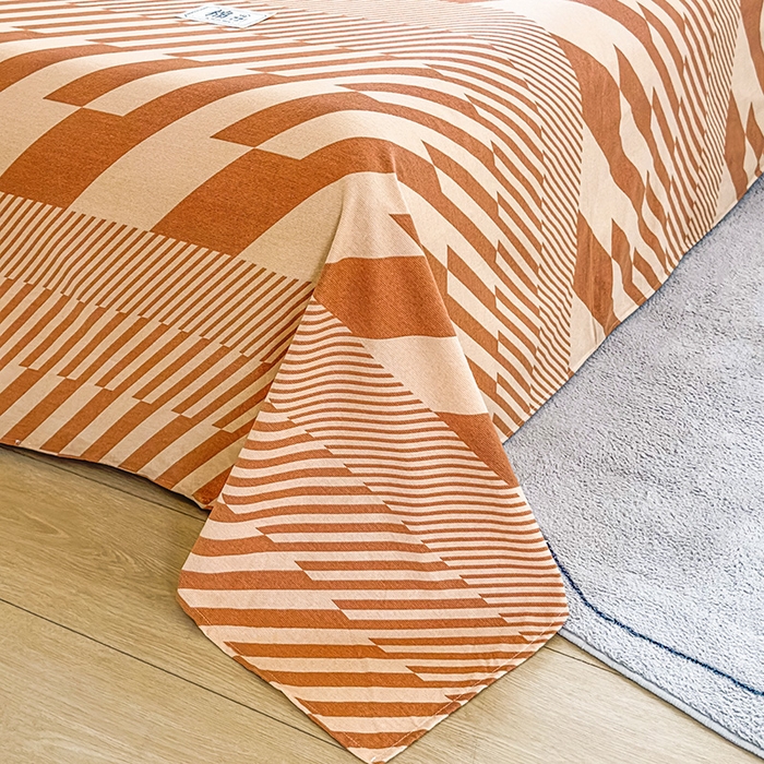 91家纺网 家纺一手货源 找家纺 丝芙妮家居（原乐视家纺） 2024新款全棉磨毛多规格AB版单品套件系列（第二波）--单床单及三件套 卡曼-橙