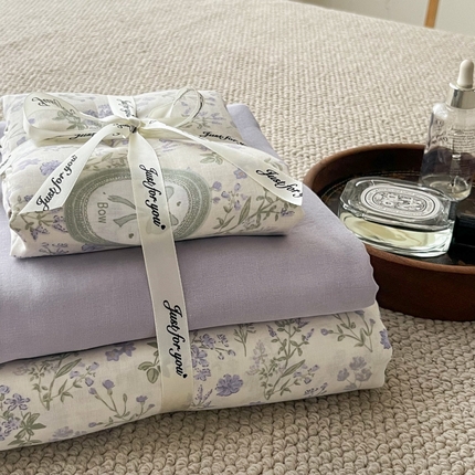 91家纺网 家纺一手货源 找家纺 （总）仟网汇 2024新款全棉双层纱四件套-叠拍图