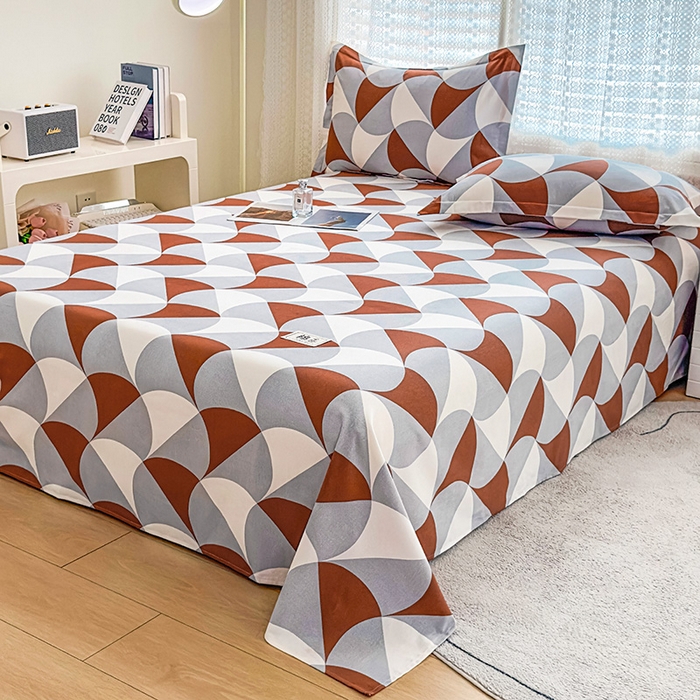 91家纺网 家纺一手货源 找家纺 丝芙妮家居（原乐视家纺） 2024新款全棉磨毛多规格AB版单品套件系列（第二波）--单床单及三件套 洛可-橙