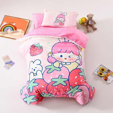 91家纺网 家纺一手货源 找家纺 （总）萌宝家纺 2024新款秋冬幼儿园宝宝绒婴儿绒三件套被子六件套