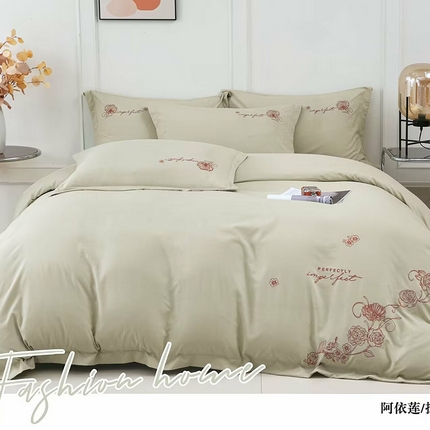 91家纺网 家纺一手货源 找家纺 （总）优纤家纺 2024新款亲肤舒适绣花四件套-阿依莲