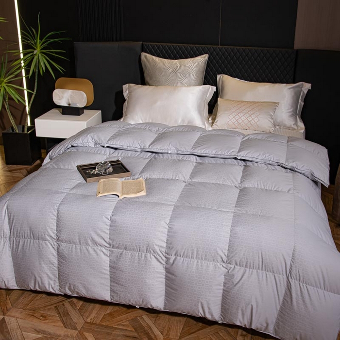 91家纺网 家纺一手货源 找家纺 绒研羽绒 2025新款95白鹅绒子母被子被芯 灰色