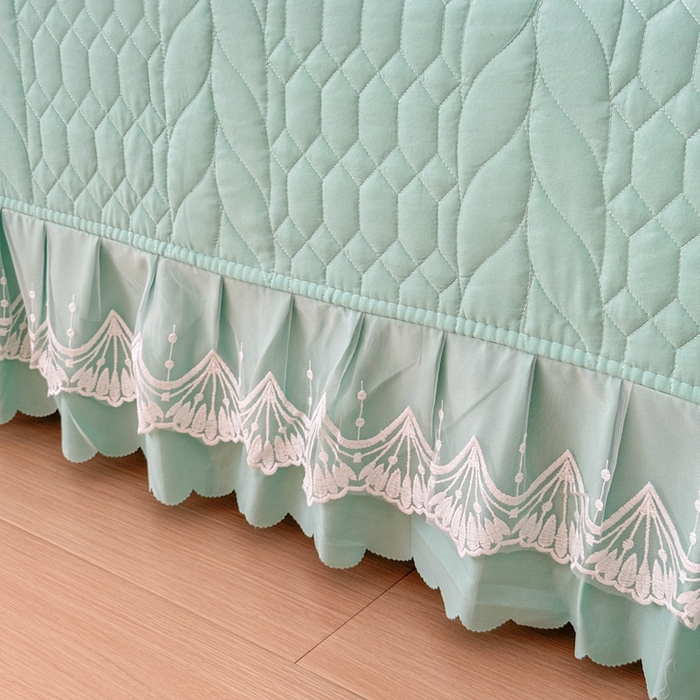 91家纺网 家纺一手货源 找家纺 金米诺 2024新款水洗磨毛床盖四件套 浅绿