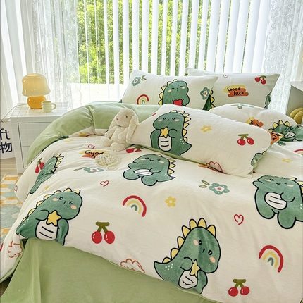 91家纺网 家纺一手货源 找家纺 （总）觅妮家纺 2025新款全消光200g高克重秋冬加厚小清新印花牛奶绒单枕套