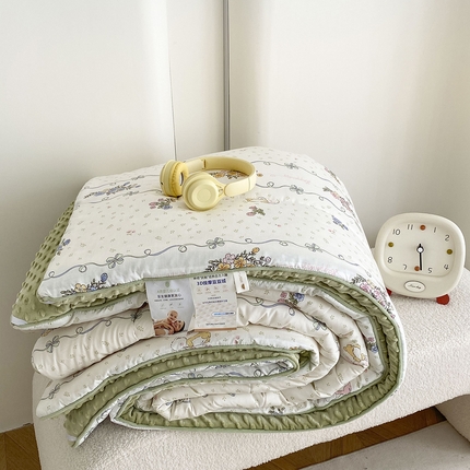 青螺家纺 2025高密全棉嵌绳宝宝绒豆豆被春秋被冬被 一圈踩棉 四角不跑棉 直播 花玉兔