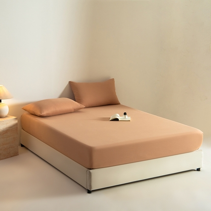 Mr.pig猪先生水洗棉 2024新款A类50全棉磨毛单品-单床笠 太妃棕