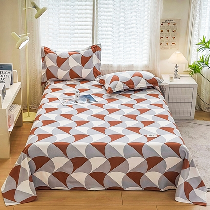 丝芙妮家居（原乐视家纺） 2024新款全棉磨毛多规格AB版单品套件系列（第二波）--单床单及三件套 洛可-橙