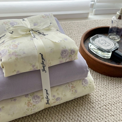 91家纺网 家纺一手货源 找家纺 （总）仟网汇 2024新款全棉双层纱四件套-叠拍图