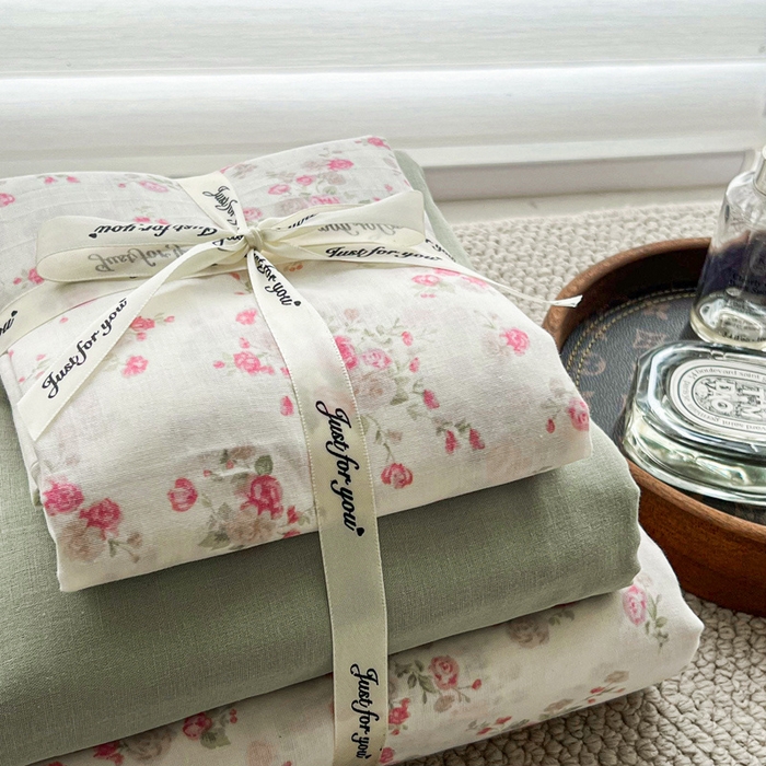 91家纺网 家纺一手货源 找家纺 仟网汇 2024新款全棉双层纱四件套-叠拍图 秀妍