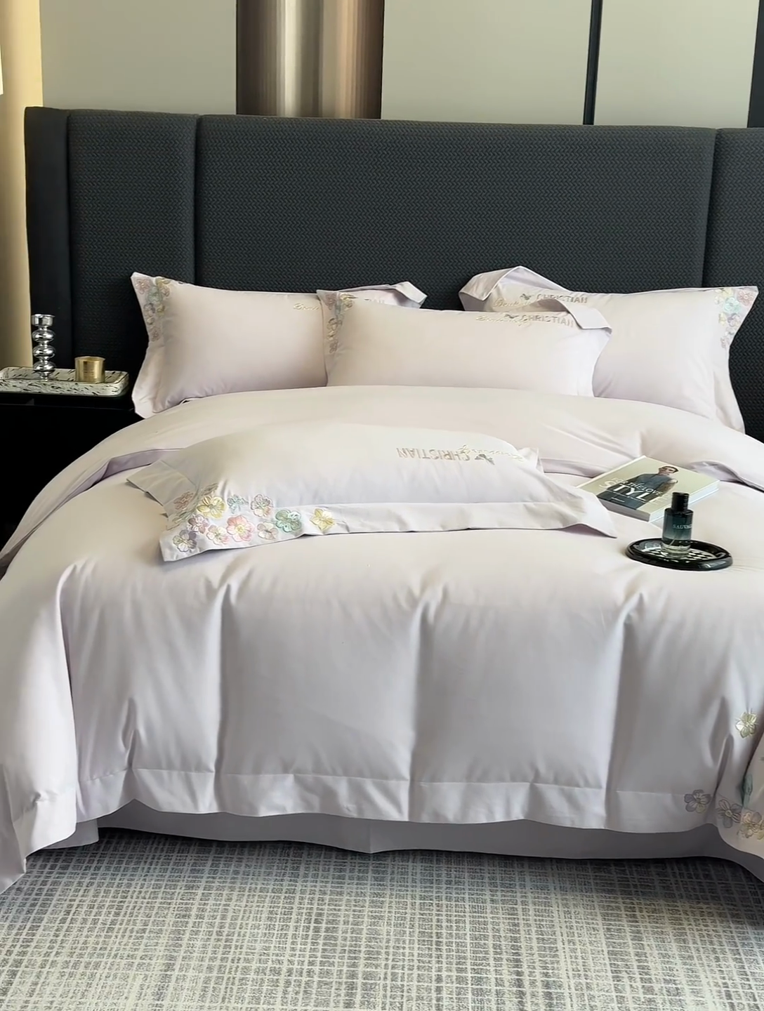 91家纺网 家纺一手货源 找家纺 丞音 2024新款A类超细旦长绒棉加厚超柔磨毛四件套-花瑾系列 花瑾-木槿紫