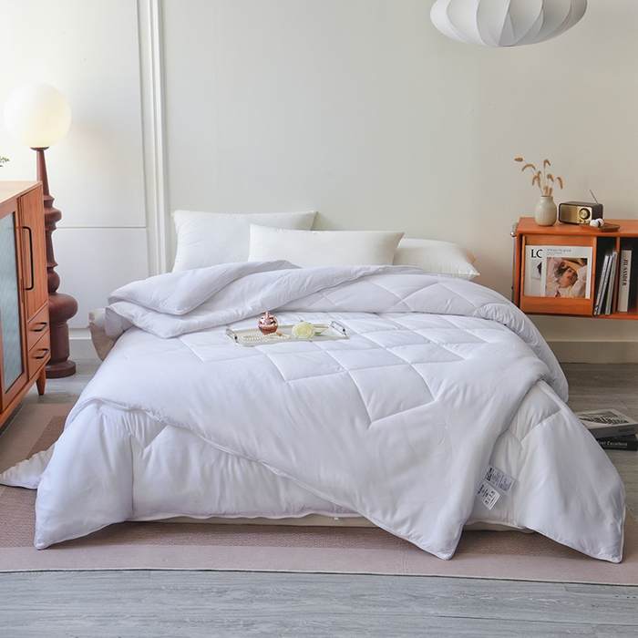 91家纺网 家纺一手货源 找家纺 德芙家纺 2024新款德芙双胎被被拉链款磨毛斜格二合一子母被被子被芯 斜格-白色