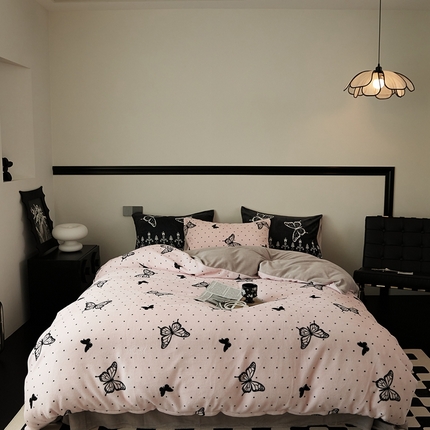 91家纺网 家纺一手货源 找家纺 时光里 2024新款牛奶绒四件套--星语 星语-粉