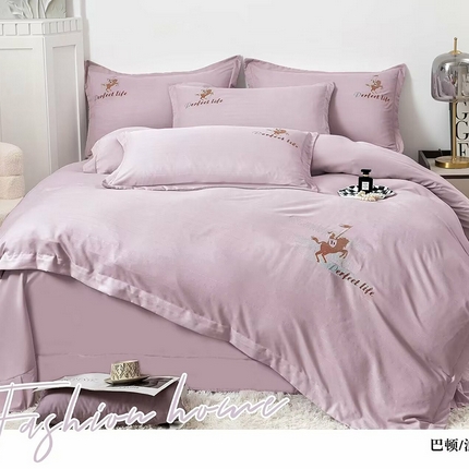 优纤家纺 2024新款亲肤舒适绣花四件套-巴顿 巴顿-浪漫紫