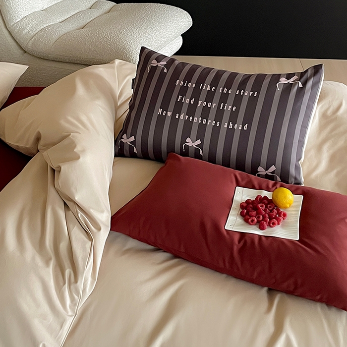 91家纺网 家纺一手货源 找家纺 （总）圆岛家纺 2024秋冬新款纯色孟菲斯博主风时尚全棉磨毛五件套