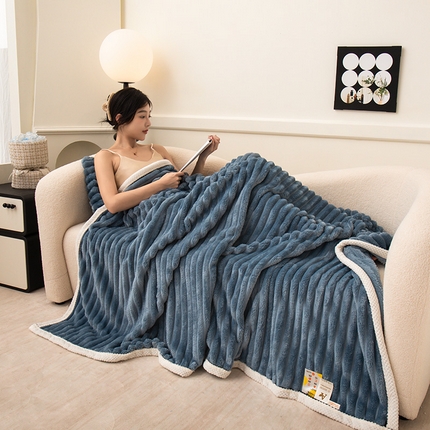 91家纺网 家纺一手货源 找家纺 （总）典冠 2024新品310g兔毛抽条毛毯