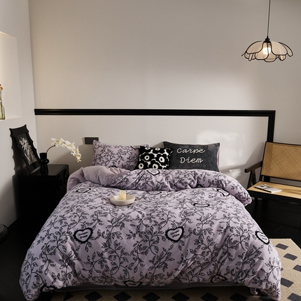 91家纺网 家纺一手货源 找家纺 （总）时光里 2024新款繁心牛奶绒四件套