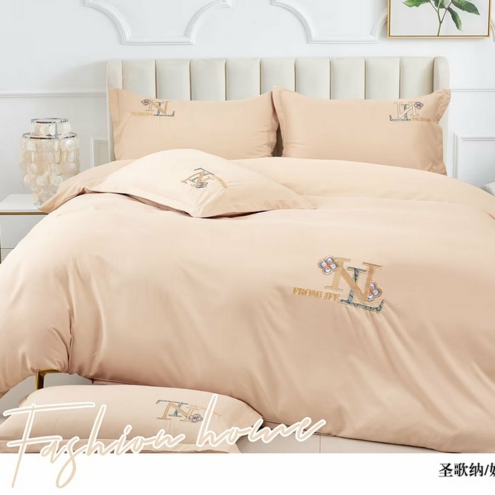 91家纺网 家纺一手货源 找家纺 优纤家纺 2024新款亲肤舒适绣花四件套-圣歌纳 圣歌纳-奶油玉