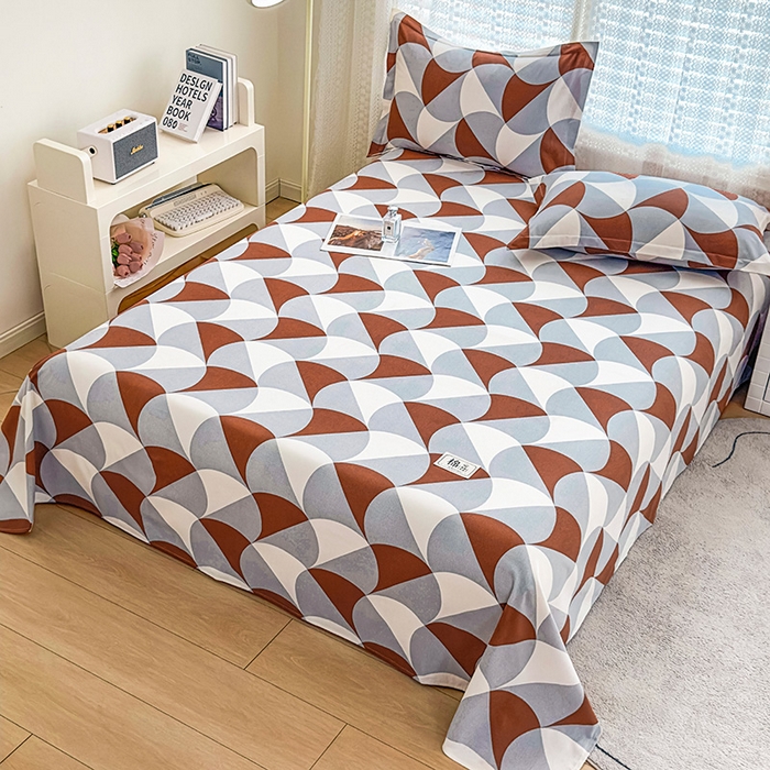 91家纺网 家纺一手货源 找家纺 丝芙妮家居（原乐视家纺） 2024新款全棉磨毛多规格AB版单品套件系列（第二波）--单床单及三件套 洛可-橙