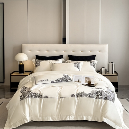 91家纺网 家纺一手货源 找家纺 618家纺 2024新款A类50S100只长绒棉全棉纯棉四件套-莫奈系列 莫奈系列-清波蓝