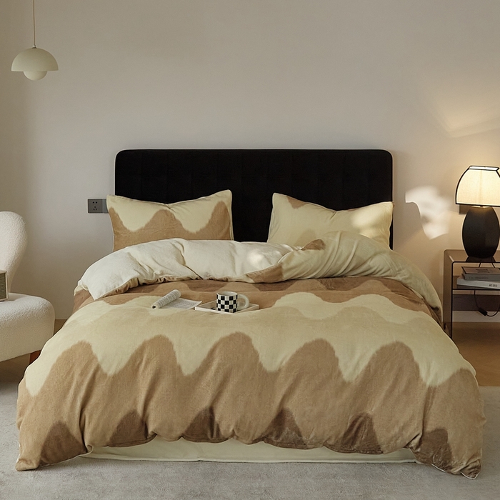 91家纺网 家纺一手货源 找家纺 时光里 2024新款牛奶绒四件套--梦境 梦境-咖