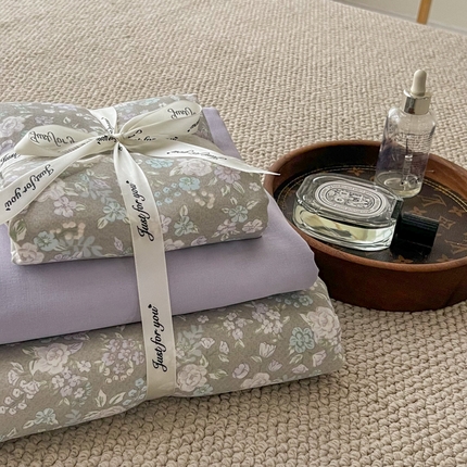 91家纺网 家纺一手货源 找家纺 （总）仟网汇 2024新款全棉双层纱四件套-叠拍图