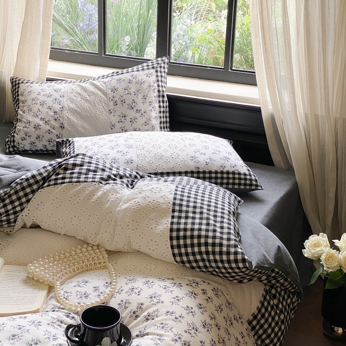 91家纺网 家纺一手货源 找家纺 （总）旷野 2023新款水洗棉-微甜小柏丽四件套 实拍