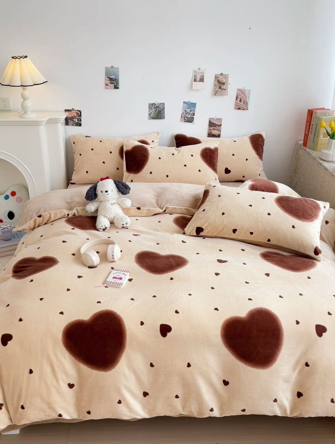 91家纺网 家纺一手货源 找家纺 西引力 2024新款加厚小清新牛奶绒四件套床单款床笠款单被套爆款 心动