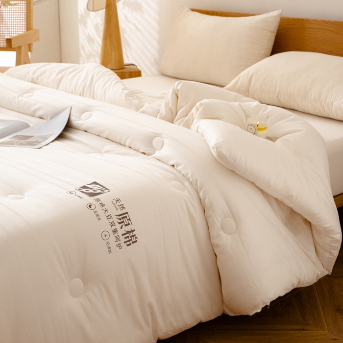 91家纺网 家纺一手货源 找家纺 （总）德芙家纺 2024新款A类原棉不染系列被子20%大豆纤维冬被春秋被被子被芯