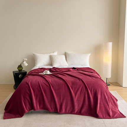 网客家纺 2024新款日系休闲保暖毯（外贸跨境专供） 安克拉红