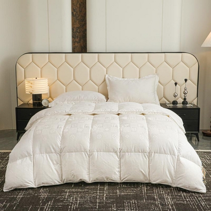 91家纺网 家纺一手货源 找家纺 （总）绒研羽绒 2025新款棉千鸟格提花白鹅绒被子被芯