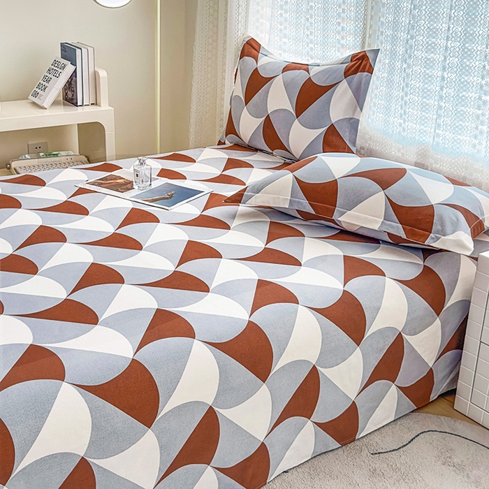 91家纺网 家纺一手货源 找家纺 丝芙妮家居（原乐视家纺） 2024新款全棉磨毛多规格AB版单品套件系列（第二波）--单床单及三件套 洛可-橙