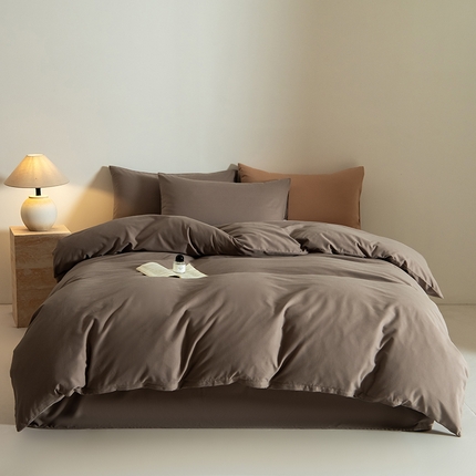 Mr.pig猪先生水洗棉 2024新款A类50全棉磨毛单品-四件套 沙尘灰