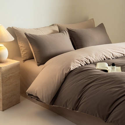 91家纺网 家纺一手货源 找家纺 Mr.pig猪先生水洗棉 2024新款A类50全棉磨毛单品-单被套 沙尘灰+奶茶香槟