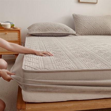 布卢姆床垫 2025新款A类加厚牛奶绒抗菌床笠--麦香系列 麦香-低度灰