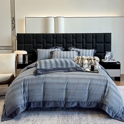 若未家居 LOVEWE HOUSE 2025秋冬新款细条狐狸貂A版500克B版240克丹麦狐狸貂四件套-托马斯 托马斯 午夜蓝