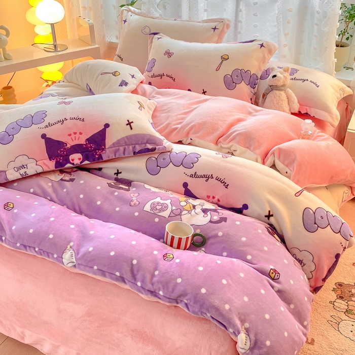 91家纺网 家纺一手货源 找家纺 富之航家纺 2024小清新四件套被套牛奶绒四件套法莱绒水晶绒法兰绒兔毛绒兔绒金貂绒雕花绒库洛米