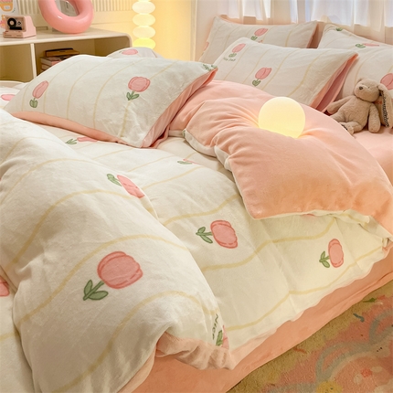 91家纺网 家纺一手货源 找家纺 （总）本制 2025新款B类牛奶绒印花四件套