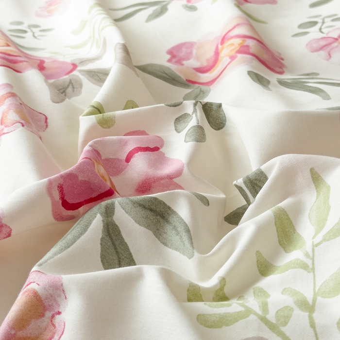 91家纺网 家纺一手货源 找家纺 2024新款印花小清新全棉四件套 灼灼其华