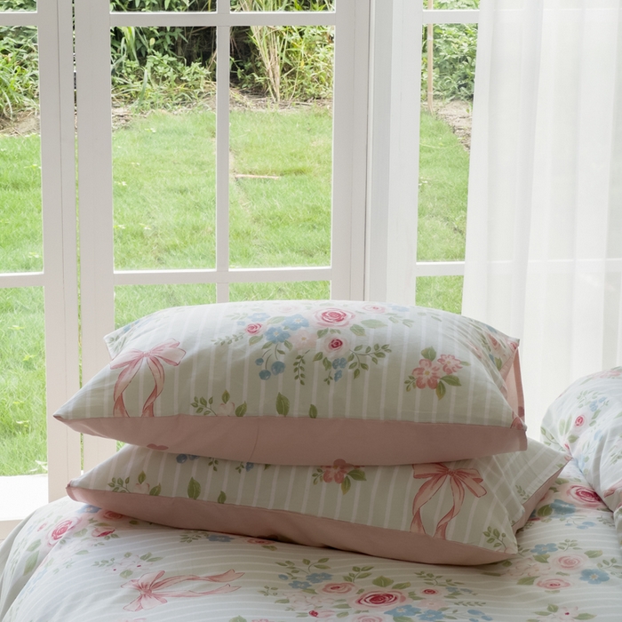 91家纺网 家纺一手货源 找家纺 2024新款印花小清新全棉四件套 清婉花语