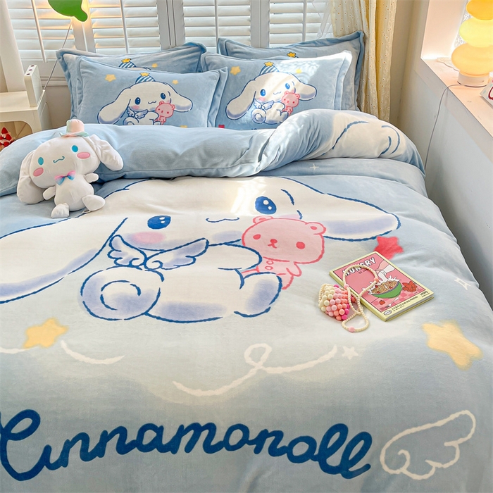 91家纺网 家纺一手货源 找家纺 星座家纺 2025新款大版三丽鸥牛奶绒四件套 大耳狗-大版