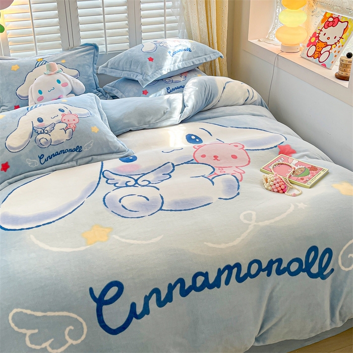 91家纺网 家纺一手货源 找家纺 星座家纺 2025新款大版三丽鸥牛奶绒四件套 大耳狗-大版