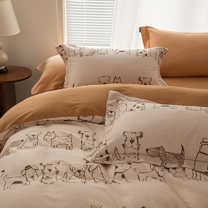 91家纺网 家纺一手货源 找家纺 左右家纺 2024秋冬新款全棉磨毛印花四件套 旺仔派