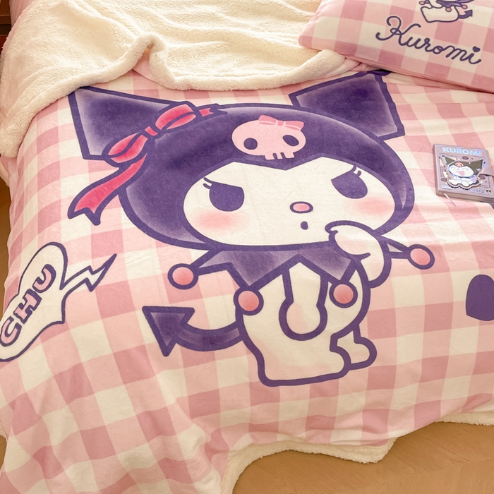 91家纺网 家纺一手货源 找家纺 金爱家 2024新款多功能牛奶绒羊羔绒毛毯毯子 羊羔绒-甜趣库洛米