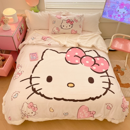 金爱家 2024新款多功能牛奶绒羊羔绒毛毯毯子 羊羔绒-美美kt