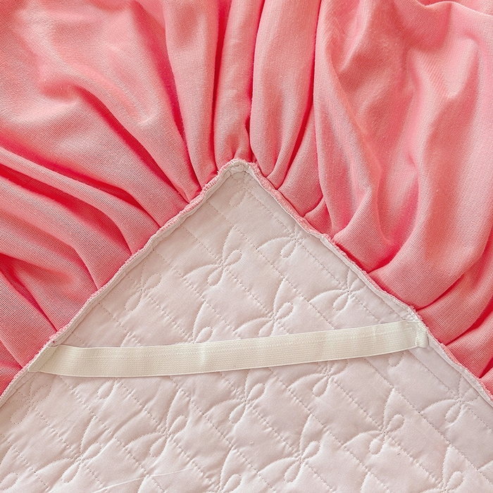 91家纺网 家纺一手货源 找家纺 罗艺轩 2024新款高克重牛奶雪纺边床裙三件套-羽蝶 少女粉