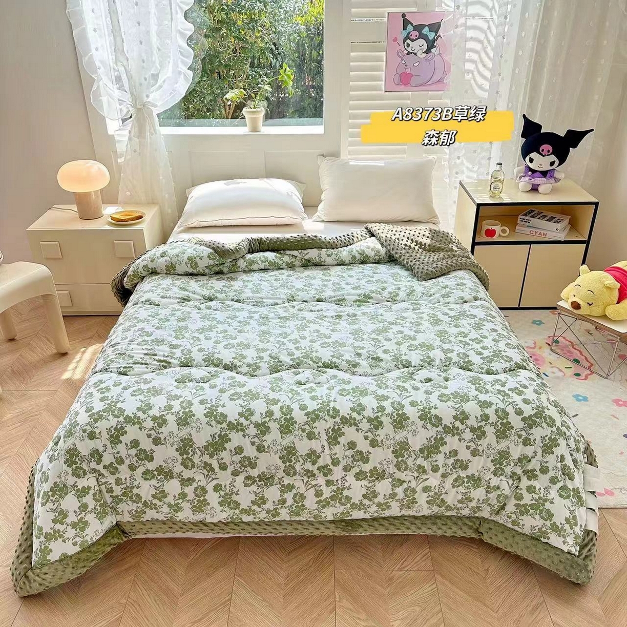 91家纺网 家纺一手货源 找家纺 禧多家纺 2024新款亲肤舒适印花云纱棉豆豆被子被芯 森郁