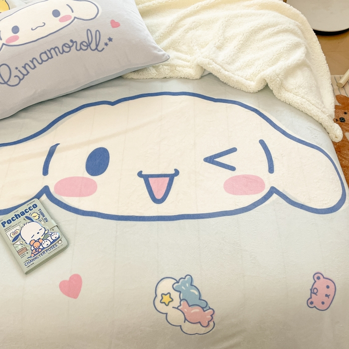 91家纺网 家纺一手货源 找家纺 金爱家 2024新款多功能牛奶绒羊羔绒毛毯毯子 羊羔绒-开心大耳狗