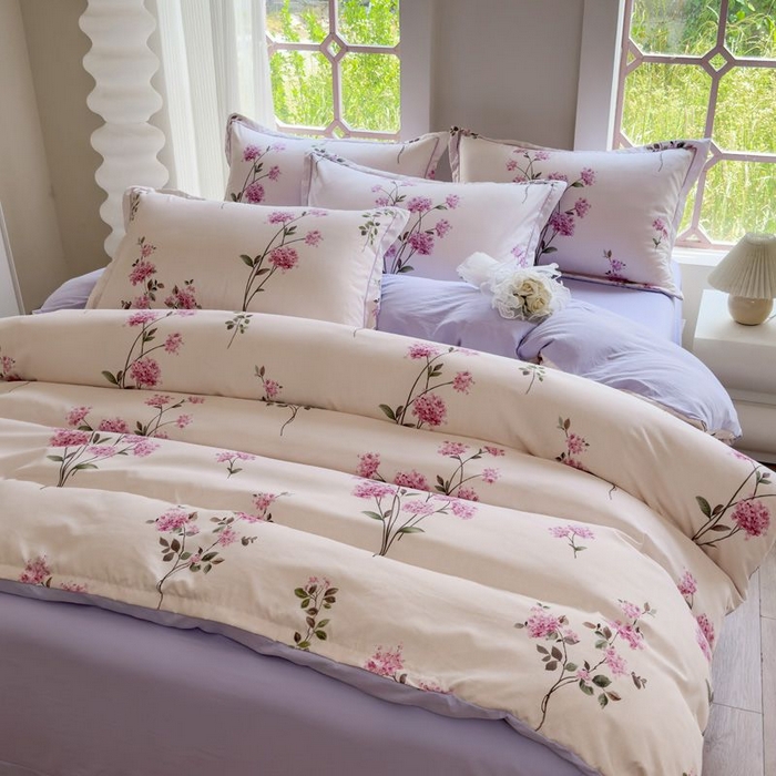 91家纺网 家纺一手货源 找家纺 禧多家纺 2024新款亲肤云锦棉四件套 花枝蔓